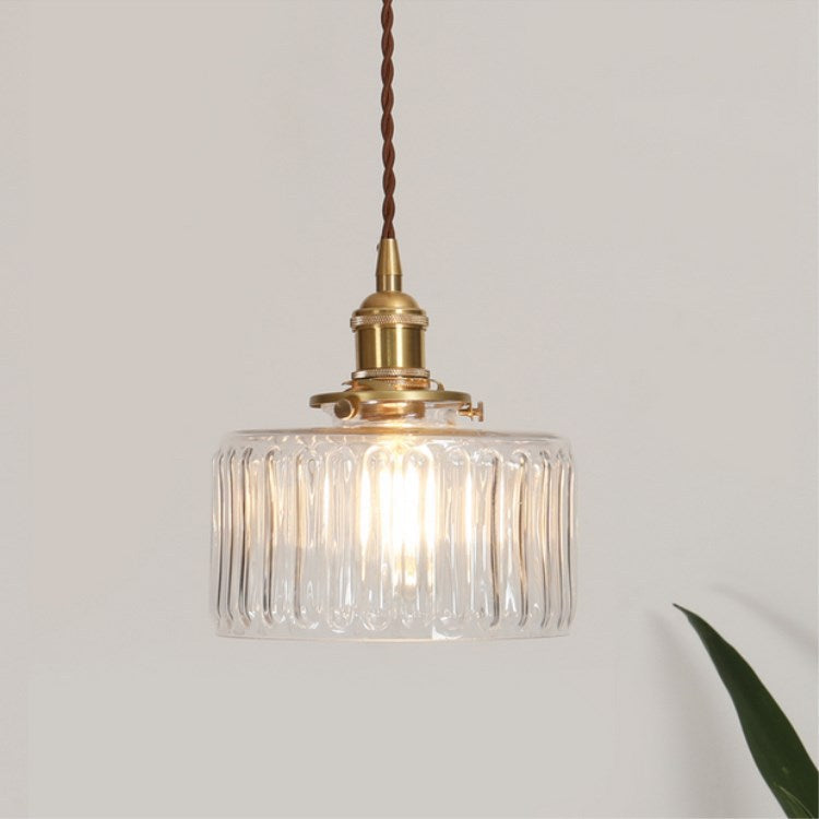 Glass Globe Hanging Ceiling Fixture Copper Accent Single Bulb Socket Asian Inspired Decor for Bedroom Entryway Dining Room Kitchen Island | Thomler