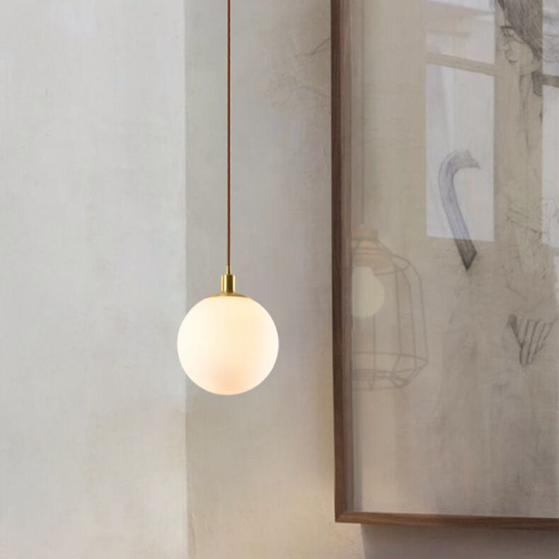 Pendant Light Glass 9.8 in Adjustable White Gold Hallway Living Room Bedroom Lighting Fixture Modern Hanging Lamp | Thomler