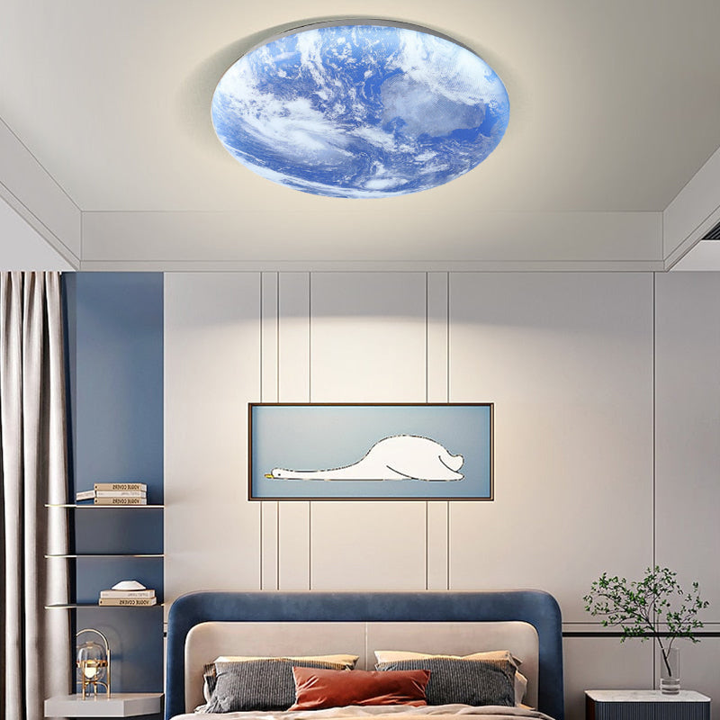 Ceiling Light Wood Acrylic 48.0 cm Moon Design Bedroom Living Room Flush Mount LED Ambient Lighting | Thomler