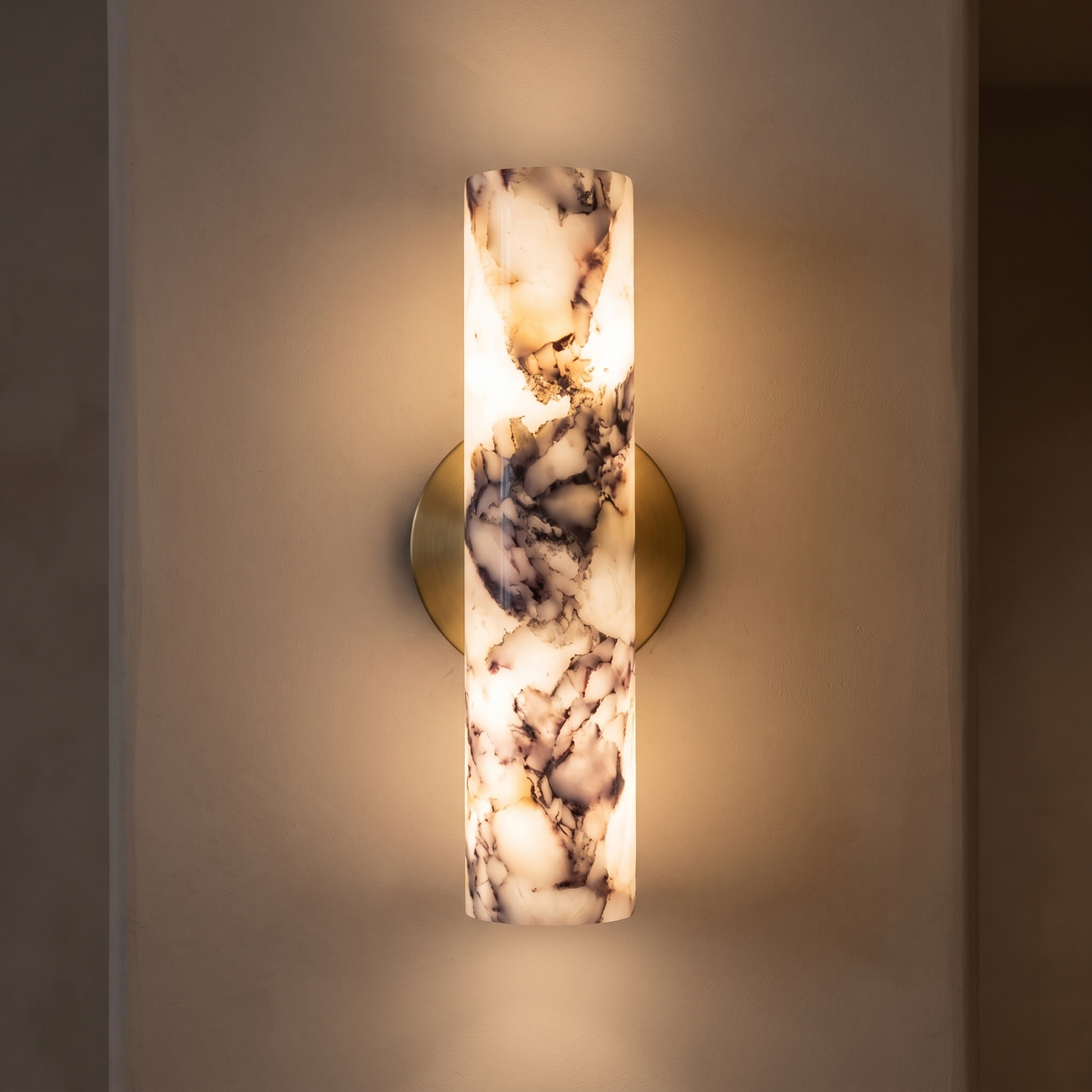Natural Stone Wall Sconce with Brushed Metal Mount – Uplight & Downlight Design | Thomler