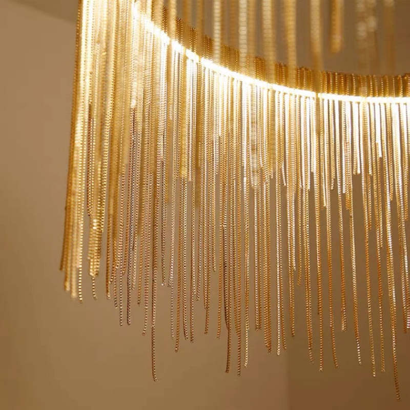 Waterfall Chain LED Chandelier Modern Metal Statement Light for Dining Room & Bedroom | Thomler