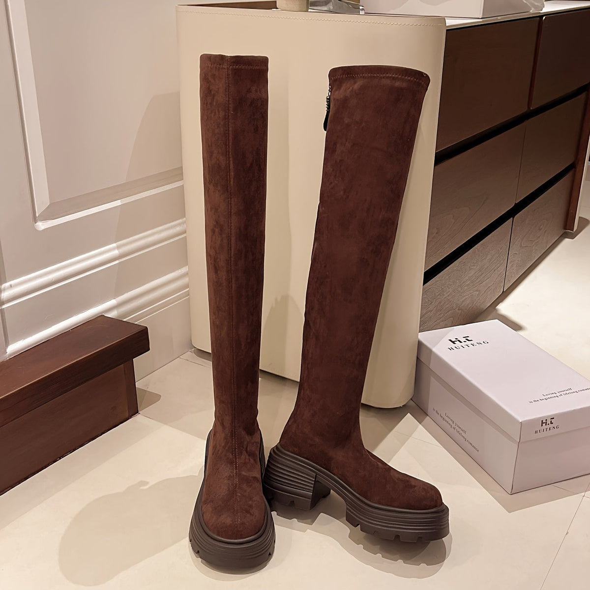 Thigh-High Stiletto Boots with Round Toe for Women – Year-Round Fashion | Thomler