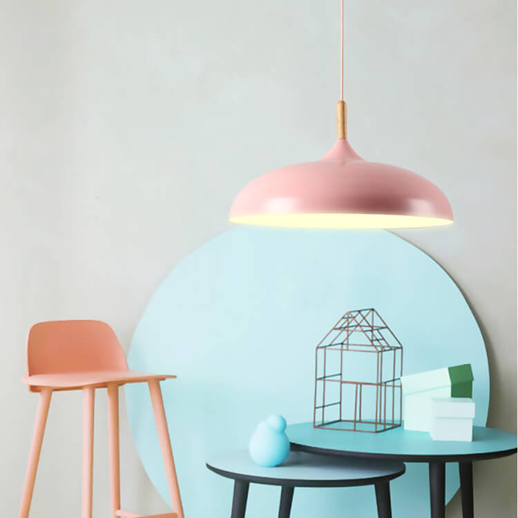 Modern Metal Pendant Light with Wood Detail – Adjustable Drop Ceiling Fixture for Dining, Kitchen & Living Room | Thomler