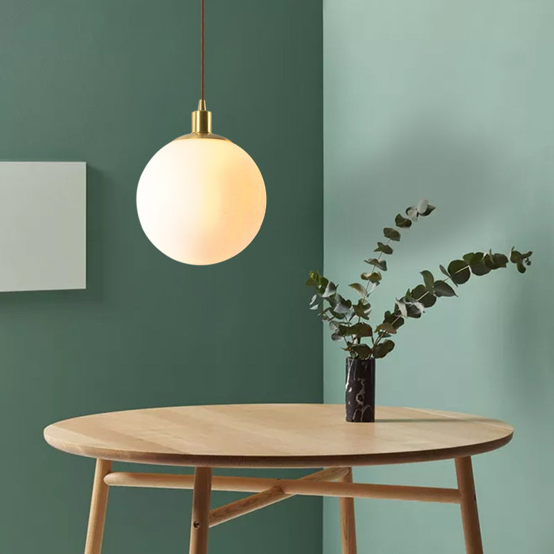 Pendant Light Glass 9.8 in Adjustable White Gold Hallway Living Room Bedroom Lighting Fixture Modern Hanging Lamp | Thomler