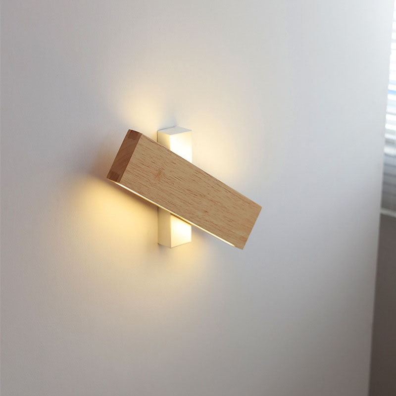 Rotating LED Wall Sconce with Wood Accent – Adjustable Minimalist Light for Bedroom & Living Room | Thomler