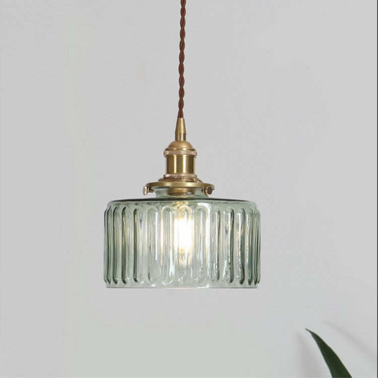 Glass Globe Hanging Ceiling Fixture Copper Accent Single Bulb Socket Asian Inspired Decor for Bedroom Entryway Dining Room Kitchen Island | Thomler