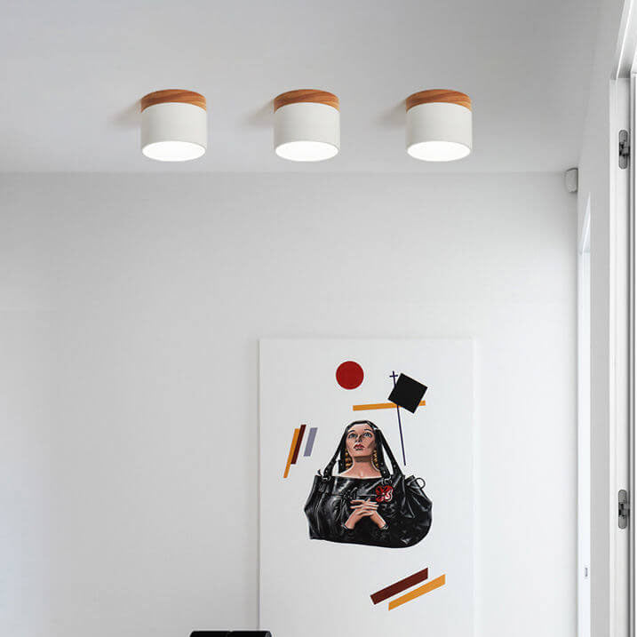 Round Compact LED Ceiling Light with Tri-Color Temperature Switch for Hallways, Bedrooms & Living Rooms | Modern Nordic Style Flush Mount | Thomler