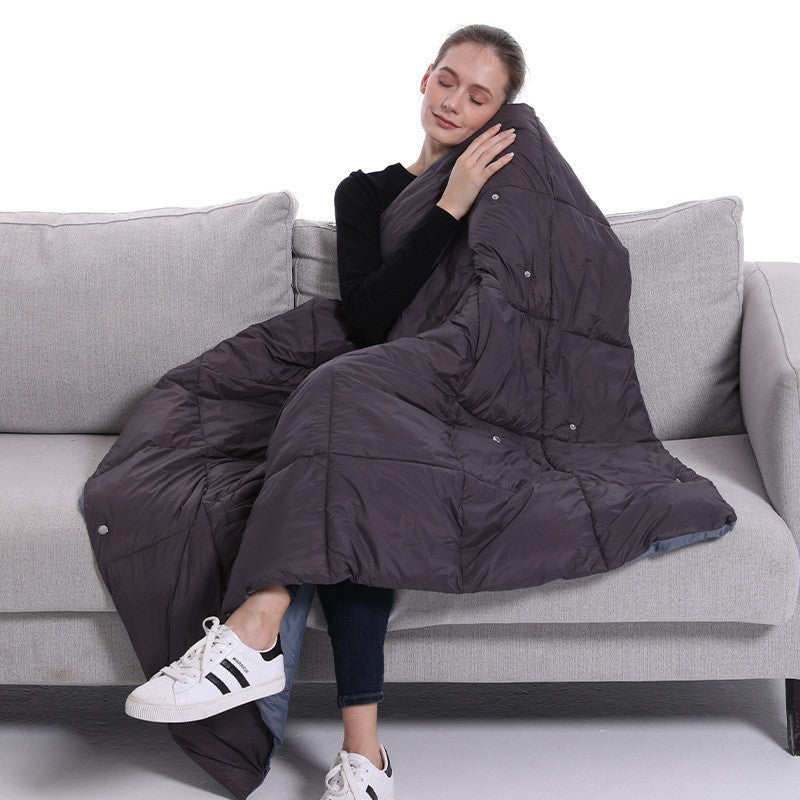 Oversized Hooded Throw Blanket with Sleeves and Foot Pocket Gray Wearable Wrap for Couch Reading TV Lounging | Thomler