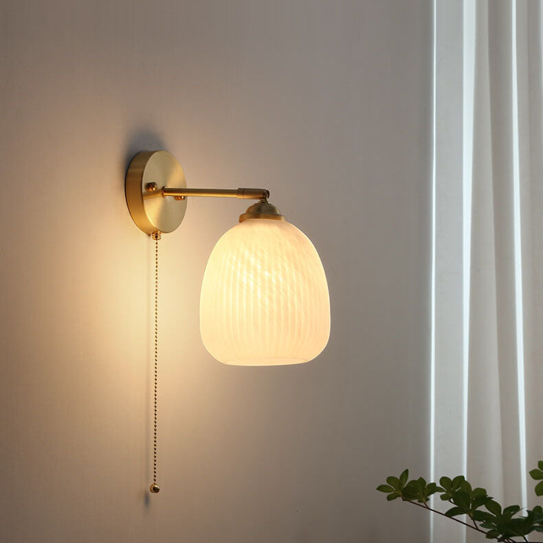 Wall Lamp Glass Brass 5.9 in Modern White Bedroom Bedside Living Room Sconce Lighting Fixture | Thomler