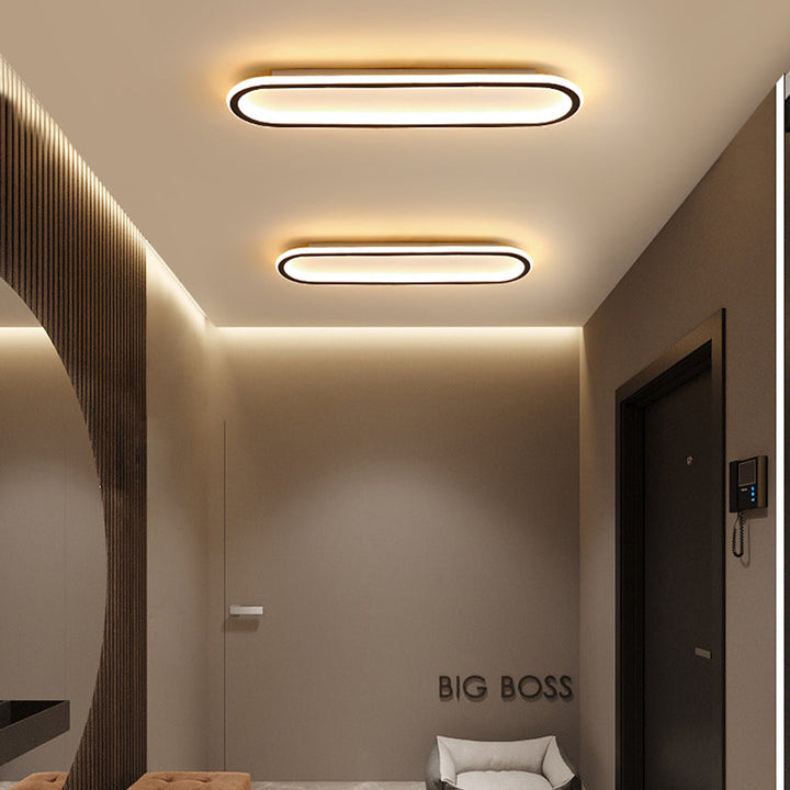 Ceiling Light Integrated LED Elongated Black White Hallway Bedroom Modern Flush Mount Fixture | Thomler