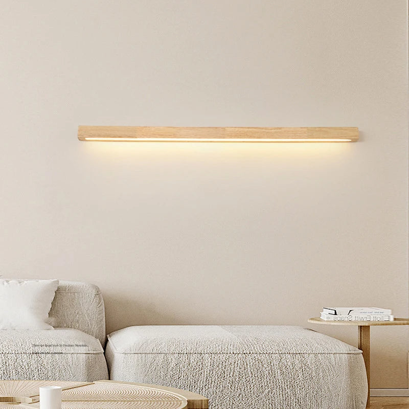 Wall Lamp Wood Linear Integrated LED Warm White Bedroom Bathroom Hallway Lighting Minimalist Scandinavian Sconce | Thomler