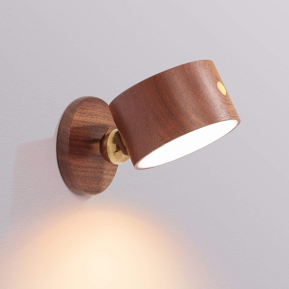 Rechargeable Magnetic Touch Control LED Accent Light for Hallway Bedroom Wall Sconce in Natural Wood Finish 3 in Wide 400 Lumens Ambient | Thomler