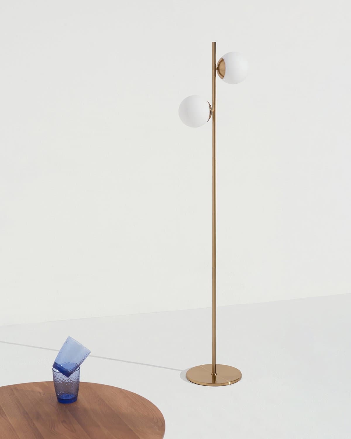 Vloerlamp Met 2 Glazen Bollen LED 165cm Modern Zwart | Sansoti