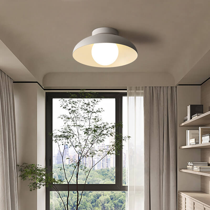 Single-Bulb Ceiling Light with Iron Frame and Glass Shade for Bedroom, Hallway, or Entryway | Thomler