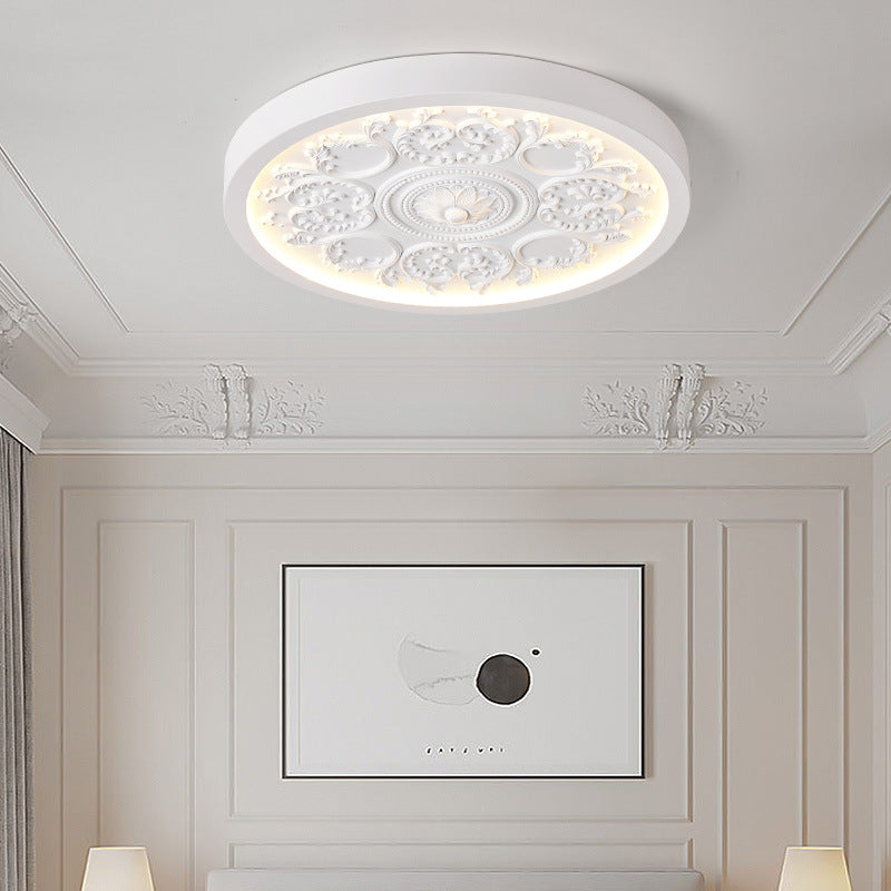 Flush Mount Ceiling Light Iron Acrylic 12.99 in White Living Room Bedroom Minimalist Built-in LED Dimmable Lighting | Thomler