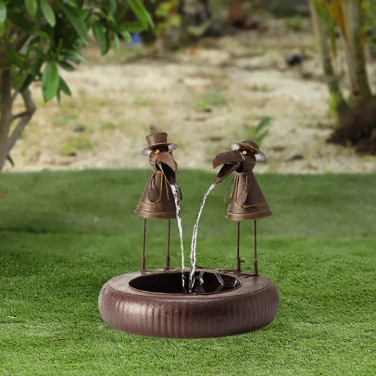 Polyresin Animal Fountain with Electric Pump for Patio, Deck & Backyard | Natural Stone Look Water Feature | Thomler