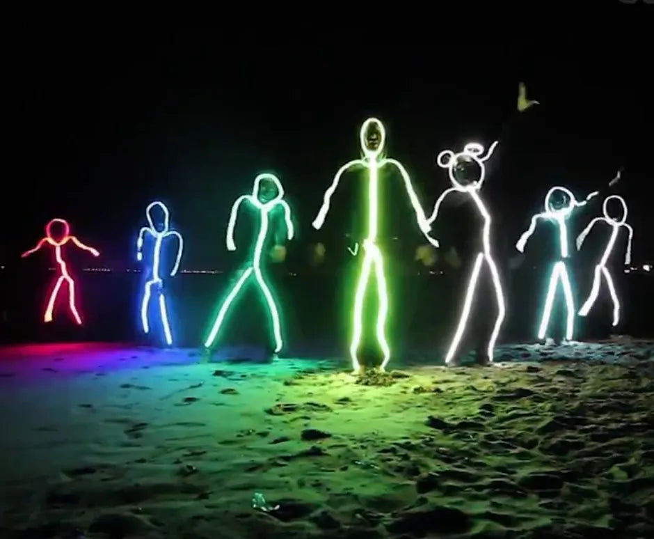 Illuminated Stick Figure Costume for Adults – USB Rechargeable LED Light-Up Suit for Festivals, Halloween & Parties | Thomler