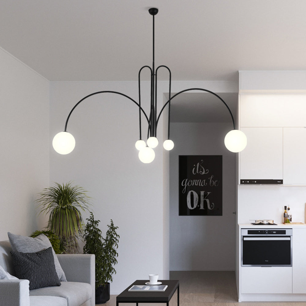 Multi-Pendant Glass Chandelier for Dining Room & Living Room – Adjustable Height Suspension Fixture with LED Bulbs | Thomler