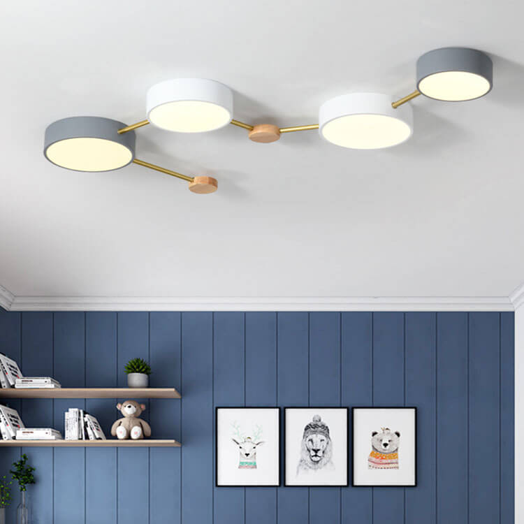 Flush Mount Ceiling Light Iron Solid Wood Acrylic 36W 23.6 in Gray Modern Hallway Living Room Bedroom Lighting | Thomler