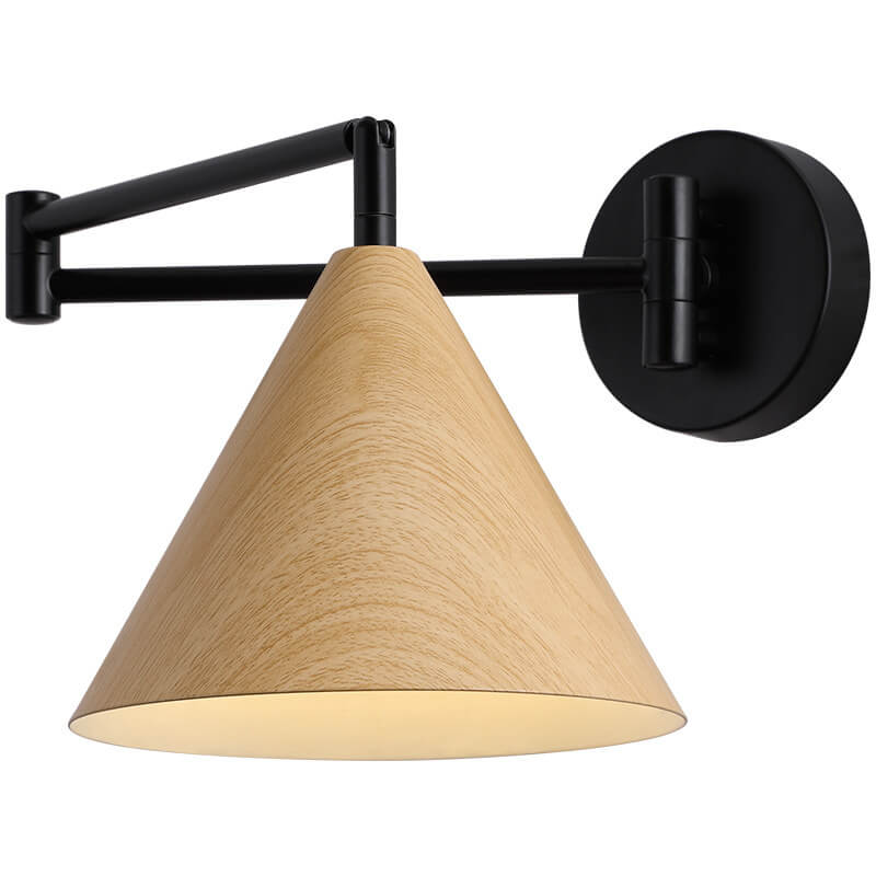 Adjustable Swing Arm Wall Light with Tapered Metal Shade - Hardwired Single Bulb Fixture for Bedside Reading & Living Spaces | Thomler