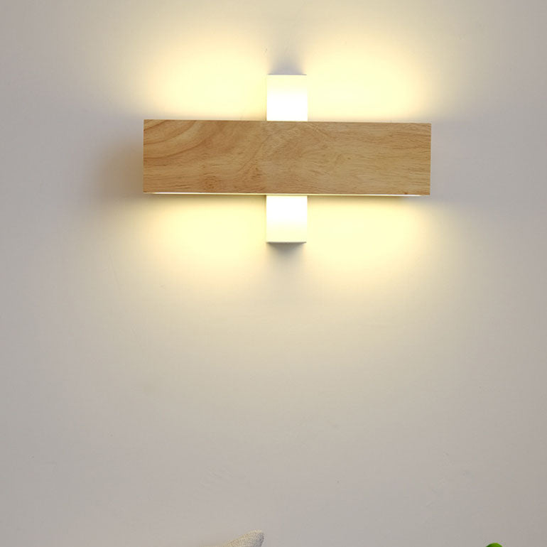 Wall Lamp Wood Acrylic 12 in Medium 12W Built-In LED Living Room Bedroom Hallway Lighting Modern Minimalist Decorative Fixture | Thomler