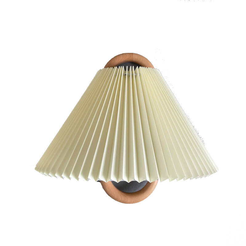 Fabric Half-Moon Wall Sconce with Natural Wood Backplate for Bedroom & Living Room | Thomler