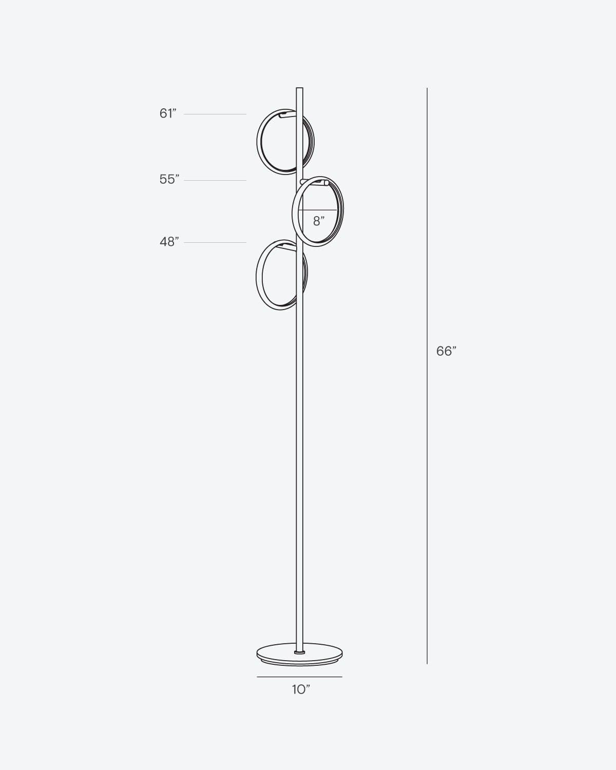 Vloerlamp Ring LED Dimbaar Goud Metaal 3 Lichtkringen Modern | Sansoti