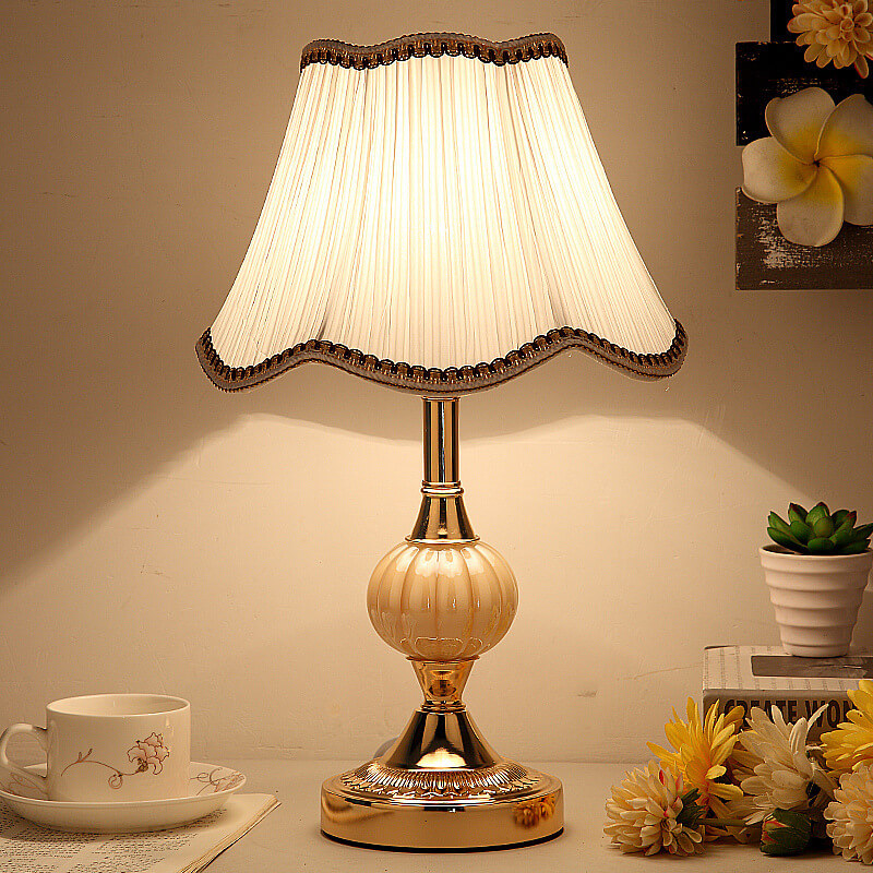 Table Lamp Glass Iron Fabric 16.5 in Modern Bedside Living Room Study LED E26 Light | Thomler