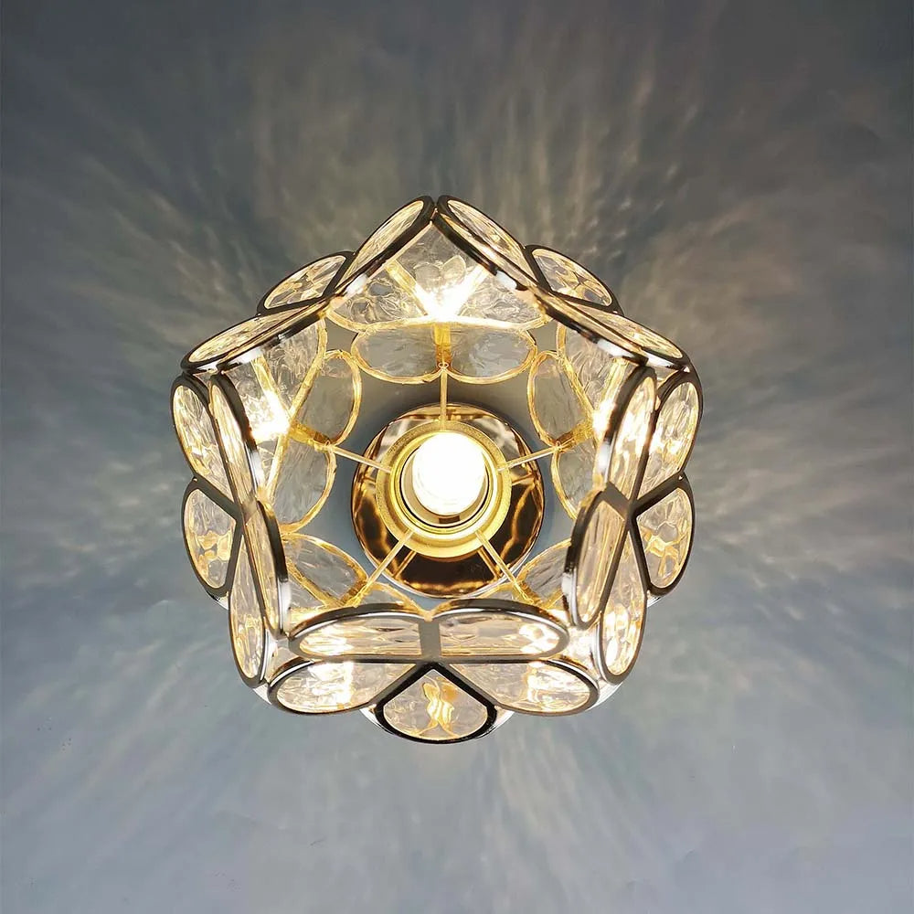 Ceiling Lamp Acrylic 20.0 cm Gold Flower Hallway Bedroom Decorative Flush Mount Light E27 Compact Modern Lighting | Thomler