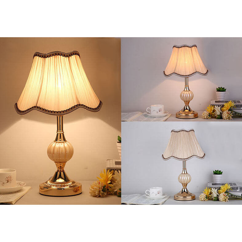 Table Lamp Glass Iron Fabric 16.5 in Modern Bedside Living Room Study LED E26 Light | Thomler