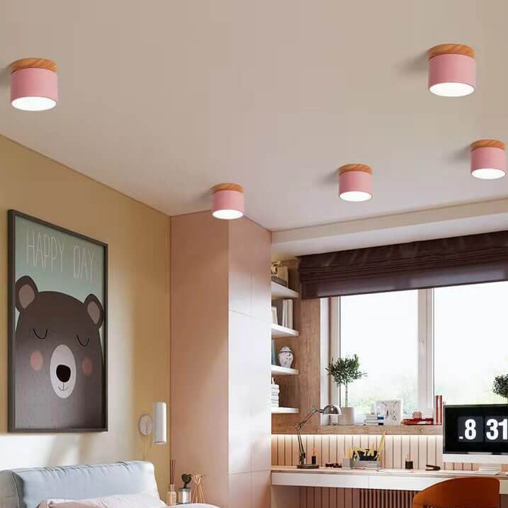 Round Compact LED Ceiling Light with Tri-Color Temperature Switch for Hallways, Bedrooms & Living Rooms | Modern Nordic Style Flush Mount | Thomler