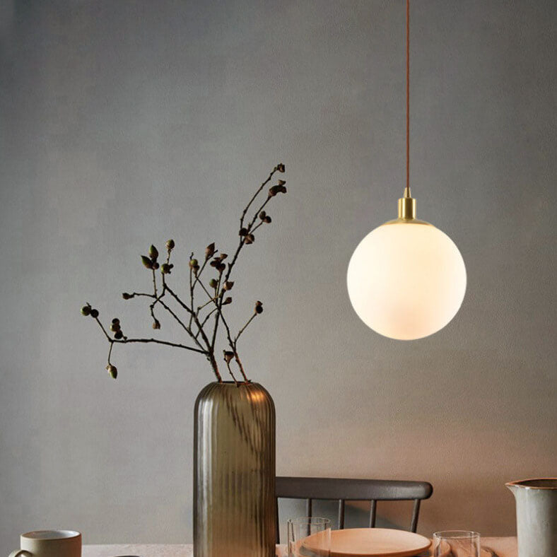 Pendant Light Glass 9.8 in Adjustable White Gold Hallway Living Room Bedroom Lighting Fixture Modern Hanging Lamp | Thomler