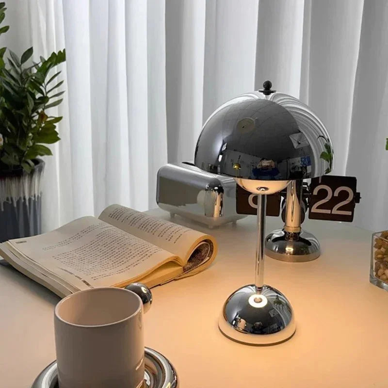 Table Lamp Metal 30.0 cm (11.8") Chrome Wireless Mood Lighting Rechargeable LED Touch Dimmer Bedside Dining Room | Thomler