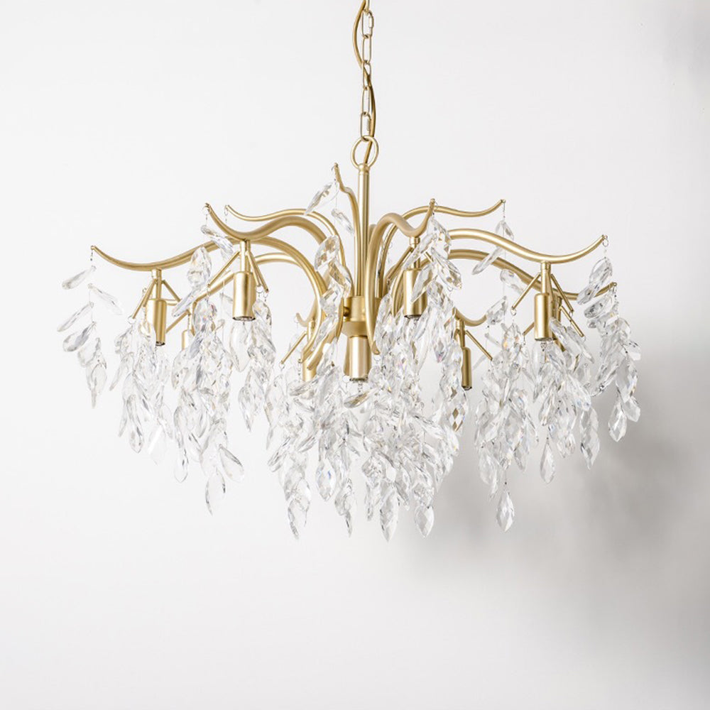 Floral Crystal Pendant Light with Metal Frame | Modern Fixture for Dining Room & Living Room | Adjustable Hanging Chandelier | Thomler