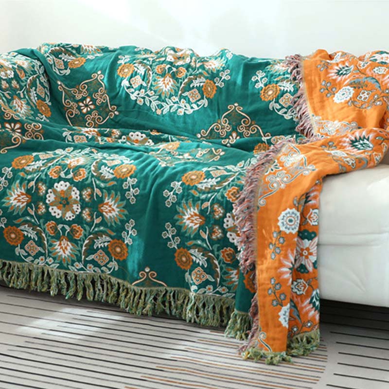 Reversible Cotton Quilt Lightweight Floral Bedspread for All Seasons Queen King Full Size Breathable Coverlet | Thomler