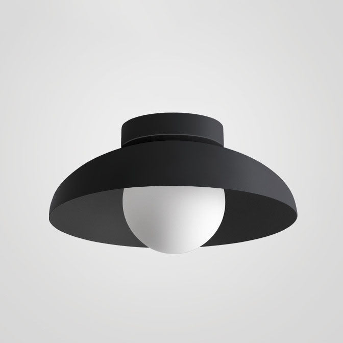 Single-Bulb Ceiling Light with Iron Frame and Glass Shade for Bedroom, Hallway, or Entryway | Thomler