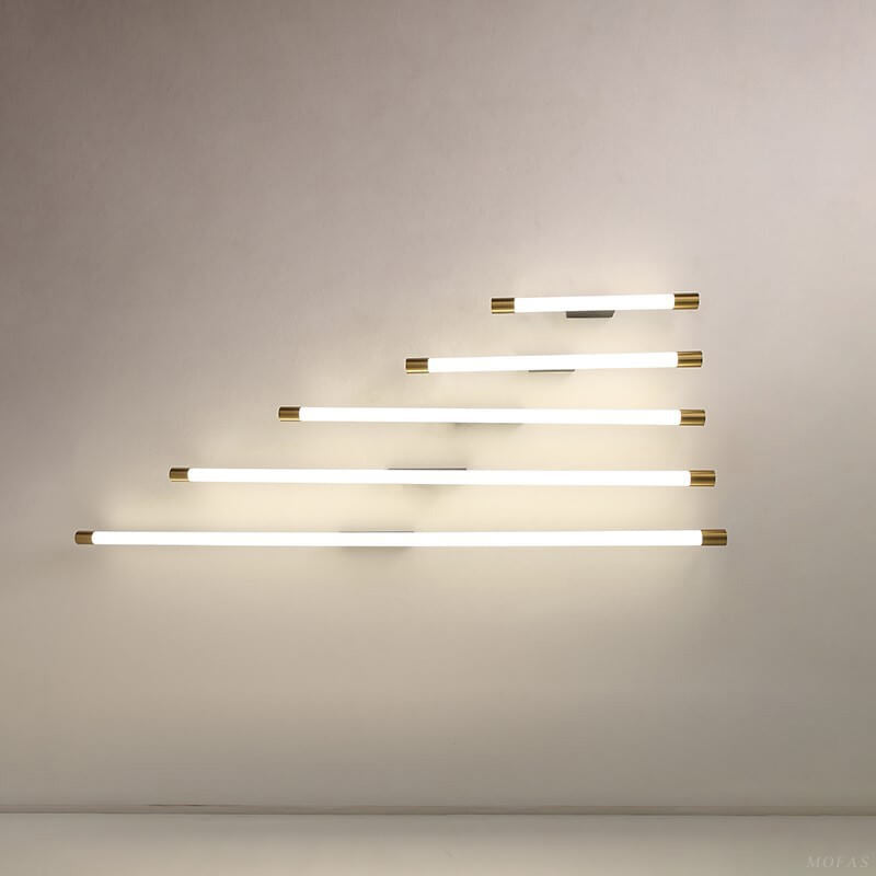 Wall Lamp Aluminium LED 150.0 cm Black Gold Bathroom Mirror Linear Lighting Fixture | Thomler