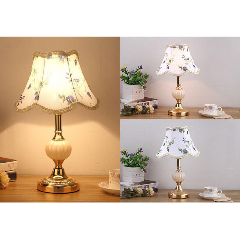 Table Lamp Glass Iron Fabric 16.5 in Modern Bedside Living Room Study LED E26 Light | Thomler