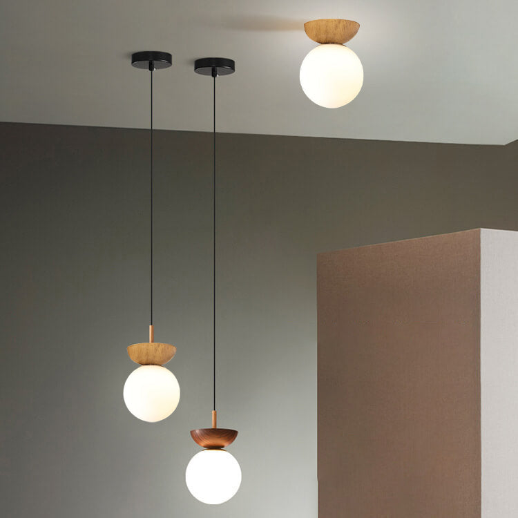 Spherical Glass Ceiling Light with Metal Frame - Contemporary Hardwired Fixture for Bedroom, Entryway & Hallway - G9 Socket | Thomler