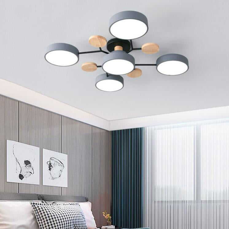 Modern Molecular LED Ceiling Light – Scandinavian Wood & Metal Flush Mount for Living Room, Bedroom & Kitchen | Thomler