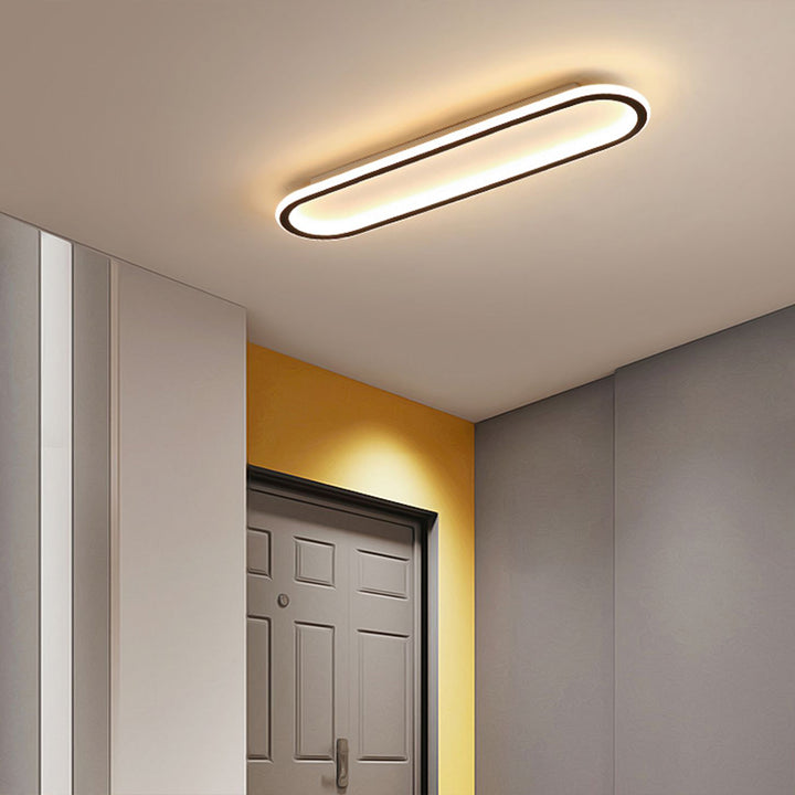 Ceiling Light Integrated LED Elongated Rounded Black White Hallway Bedroom Living Room Modern Flush Mount Lighting | Thomler