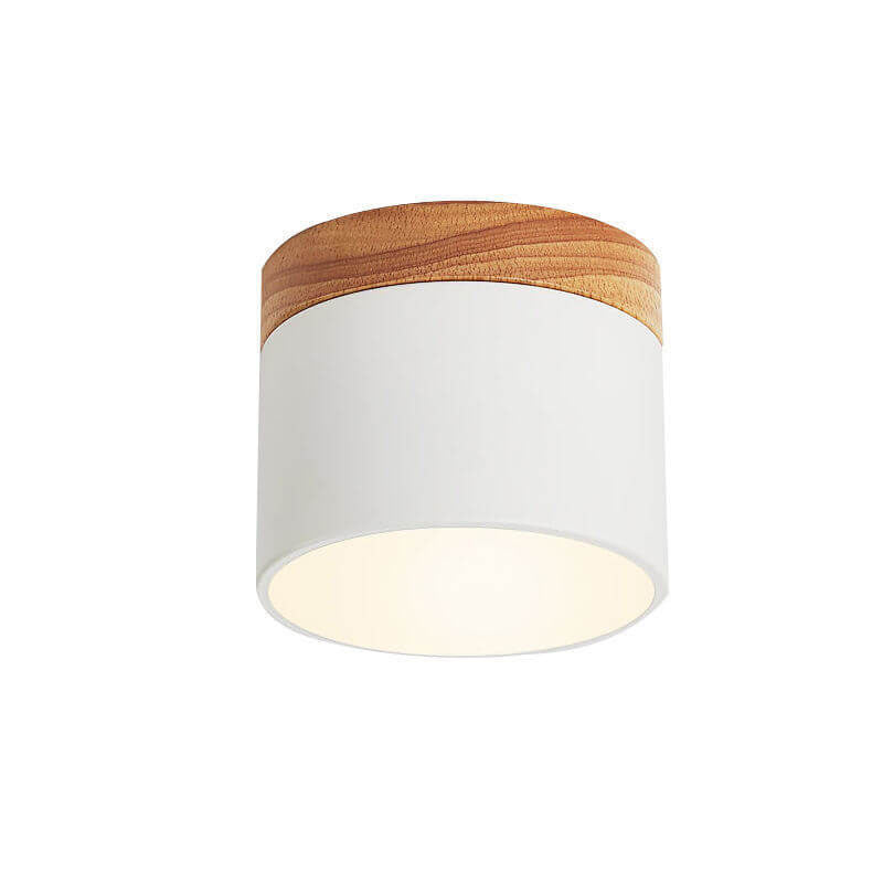 Flush Mount Ceiling Light Iron Solid Wood PVC 3.94 in Modern Hallway Living Room Bedroom 7W 700lm LED Adjustable Color Temperature White Black Pink Blue Green Gray Gold | Thomler