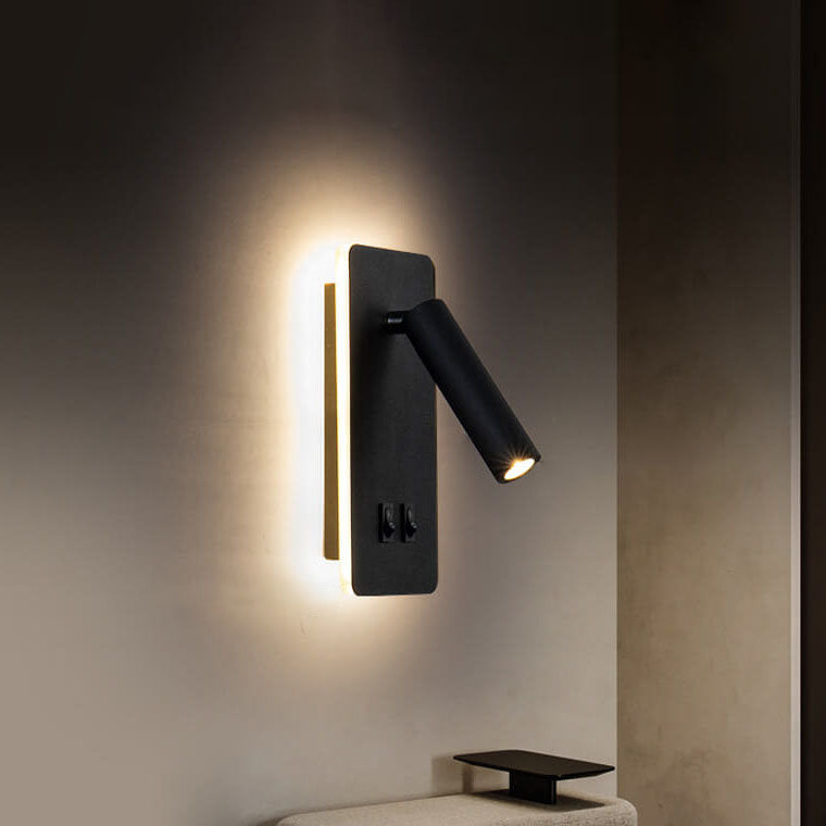Adjustable LED Wall Sconce with Backlight – Rotatable Reading Light for Bedroom & Hallway – Modern Spotlight for Bedside & Living Room | Thomler