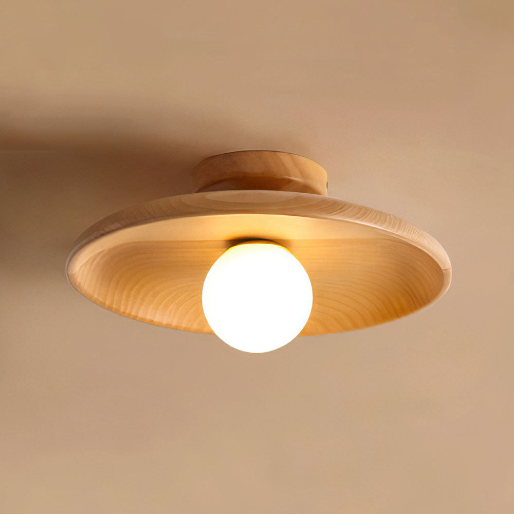 Ceiling Light Wood LED 15.0 cm Warm Light Living Room Bedroom Hallway Soft Ambient Lighting | Thomler