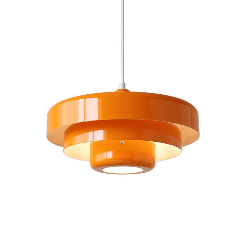 Hanging Ceiling Fixture 1-Socket Metal Shade Round Tiered Design Hardwired for Dining Room Kitchen Island Bar | Thomler