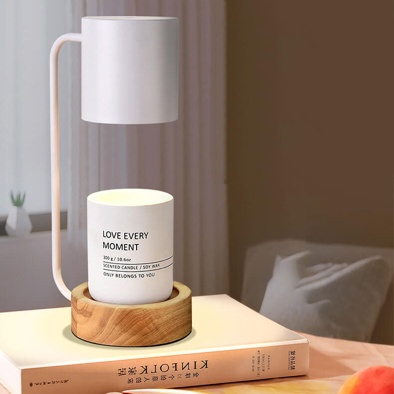 Flameless Scented Wax Warmer Lamp with Wood Base & Dimmable Ambient Light for Bedroom Living Room | Thomler