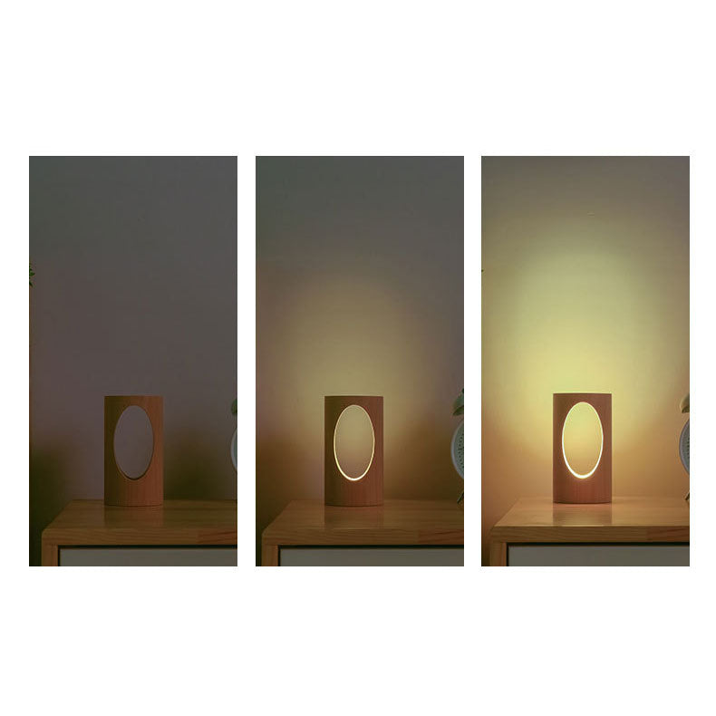 Wooden Column LED Desk Lamp with USB Power, Warm White Light for Bedroom & Office, Modern Japanese-Style Accent Light | Thomler