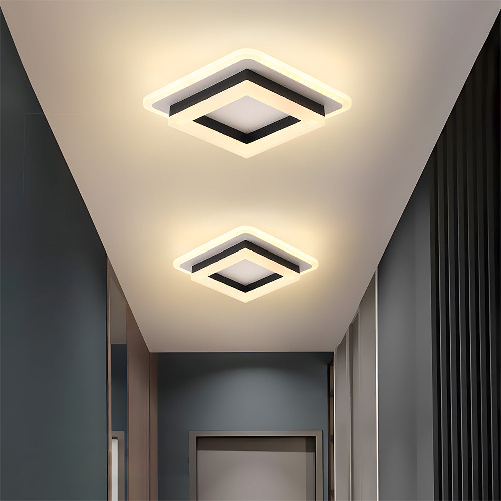 Ceiling Light LED 1920 Lumen Black White Bedroom Hallway Modern Geometric Flush Mount Living Room Lighting | Thomler