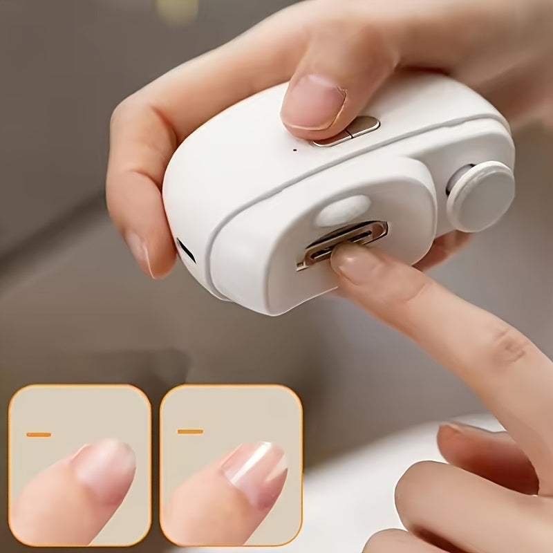 Electric Nail Trimmer with Built-In File – Safe Auto Clipper for Adults & Kids with LED Light & USB Charging | Thomler