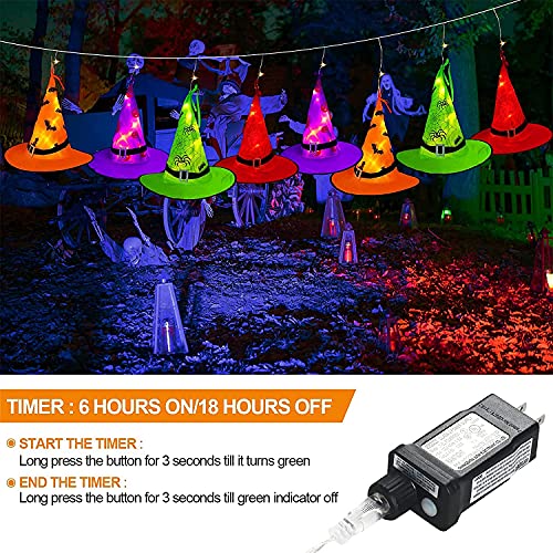 44 ft Witch Hat String Lights with 104 Warm White LEDs for Outdoor Halloween Decor | Thomler